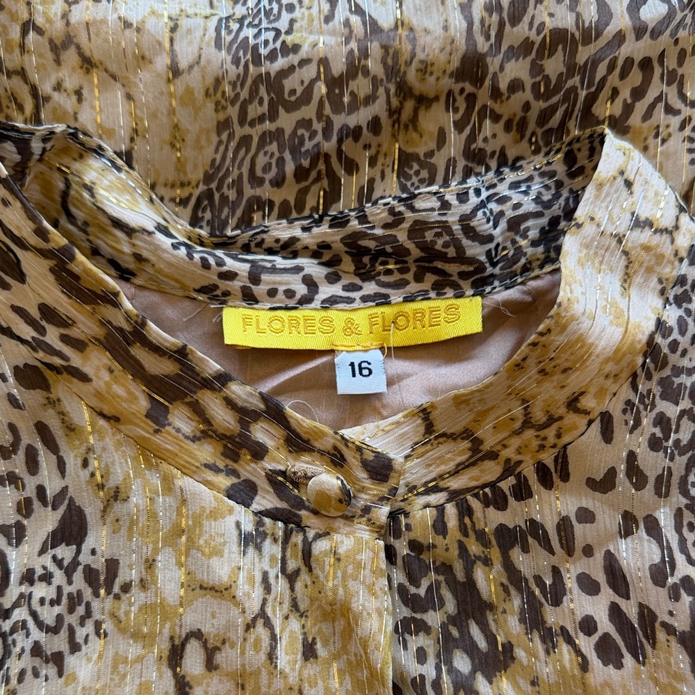 NWT FLORES & FLORES SILK Leopard Print Sleeveless Blouse SIZE 16 - Picture 4 of 5